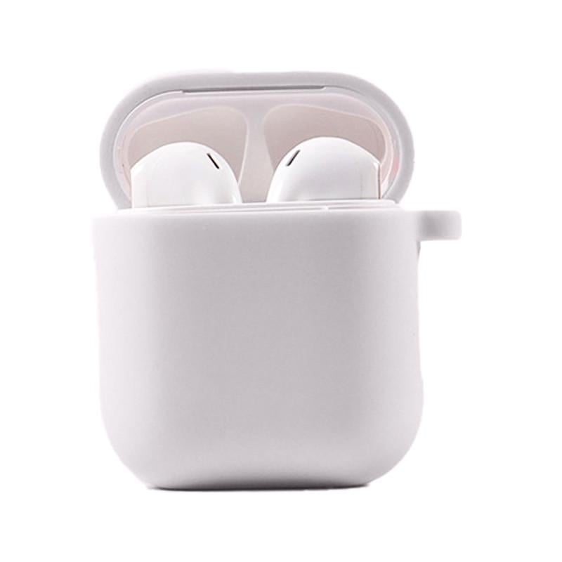 Чехол противоударный силиконовый с микрофиброй для наушников Airpods 1/2 Белый (00000039442_25)