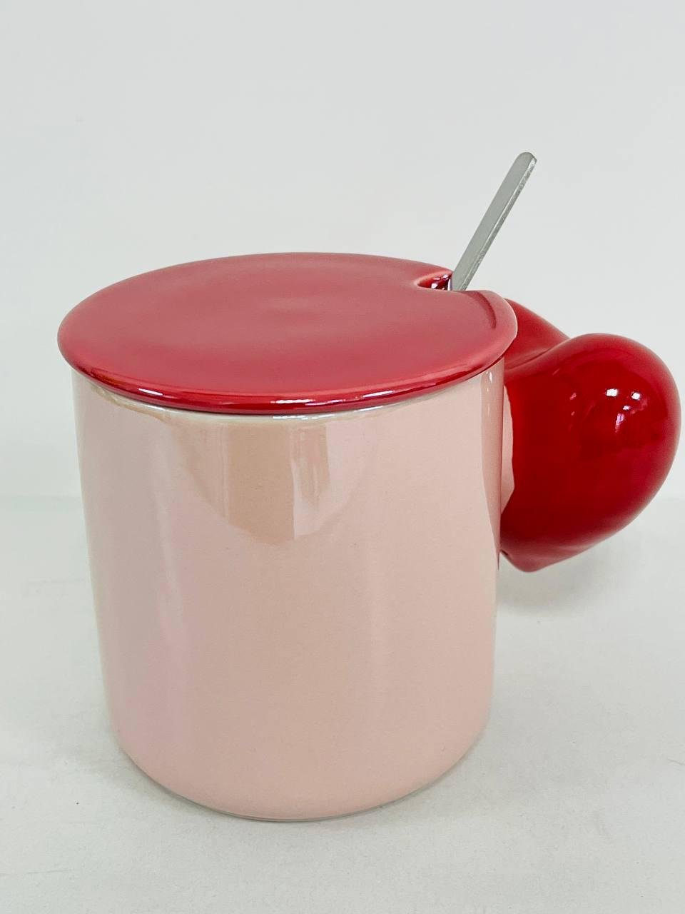 Чашка керамічна Elisey з серцем 400 мл Рожевий/Червоний - фото 3