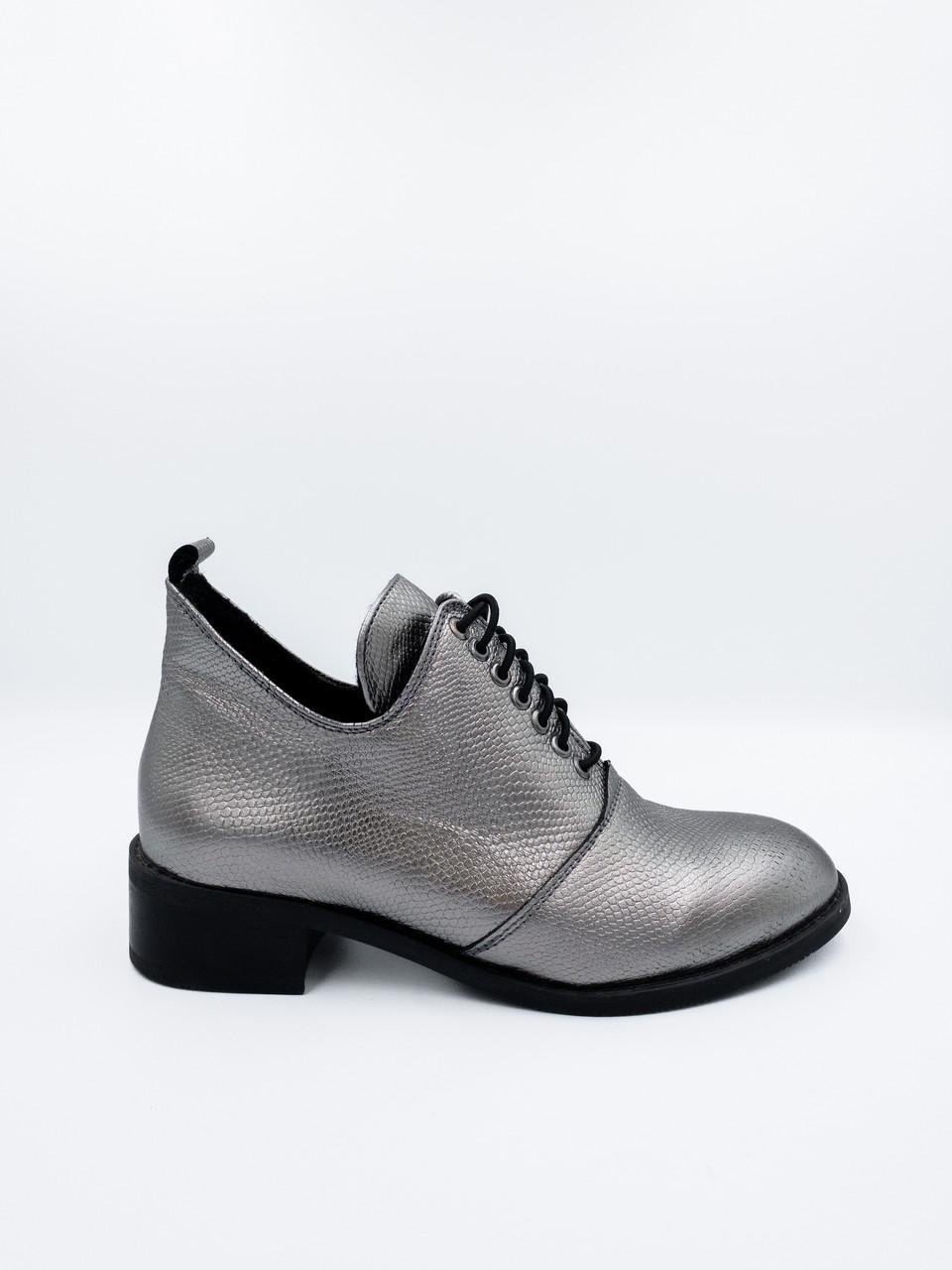 Ботинки кожаные демисезонные женские Bistfor р. 36 Серебряный (83007/936) - фото 4