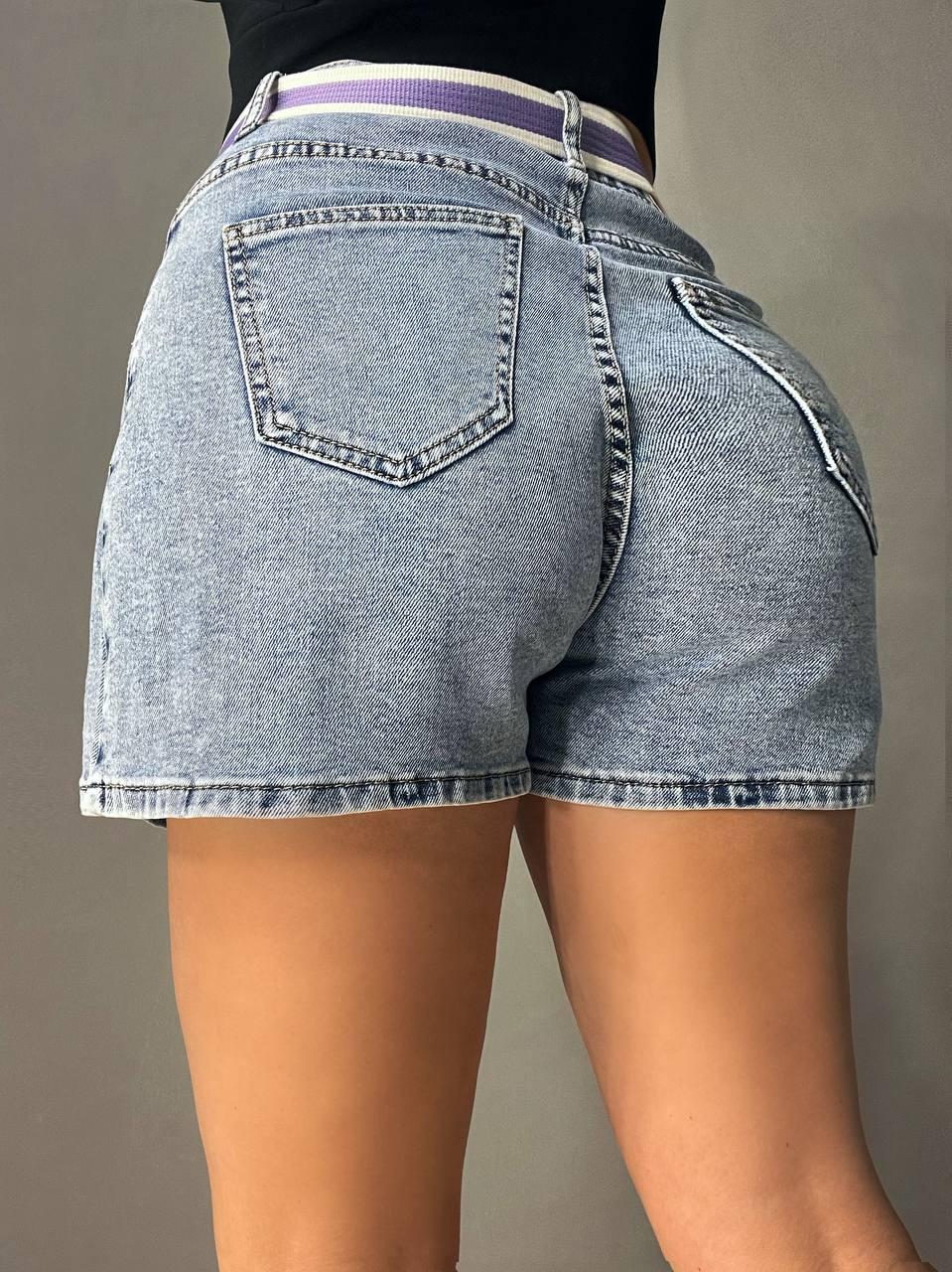 Шорты юбка женские джинсовые Vanver 8097 с поясом короткие р. 28 Голубой (4178) - фото 8