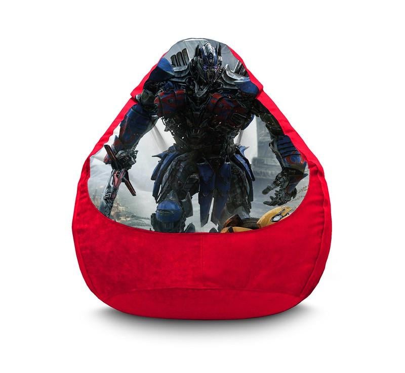 Кресло мешок iPuff Transformers Angry Optimus Флок XL 80x110 см Красный