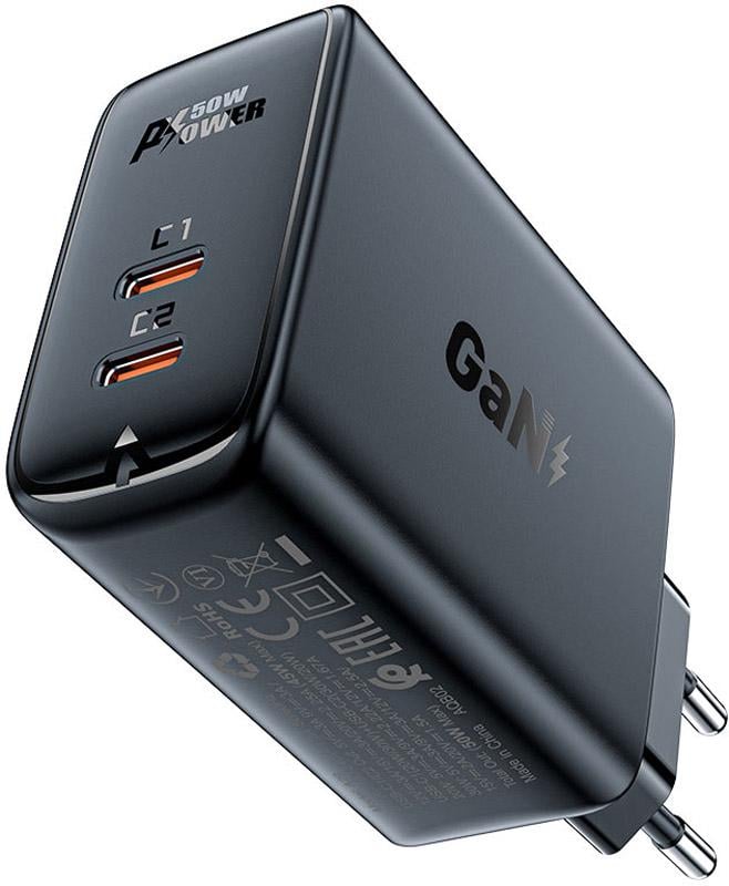 Зарядное устройство Acefast A29 50W 2xType-C Gan Fast Charger Black (6974316281443) Зарядное устройство Acefast A29 50W 2xType-C Gan Fast Charger Black (6974316281443)
