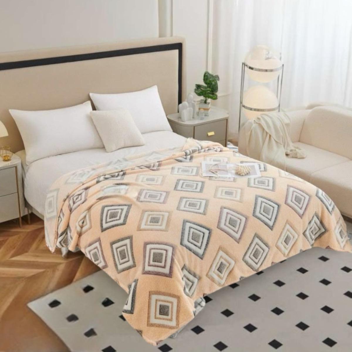 Плед-покрывало Koloco Снежок из микрофибры 180x220 см Разноцветный (56-48-3)