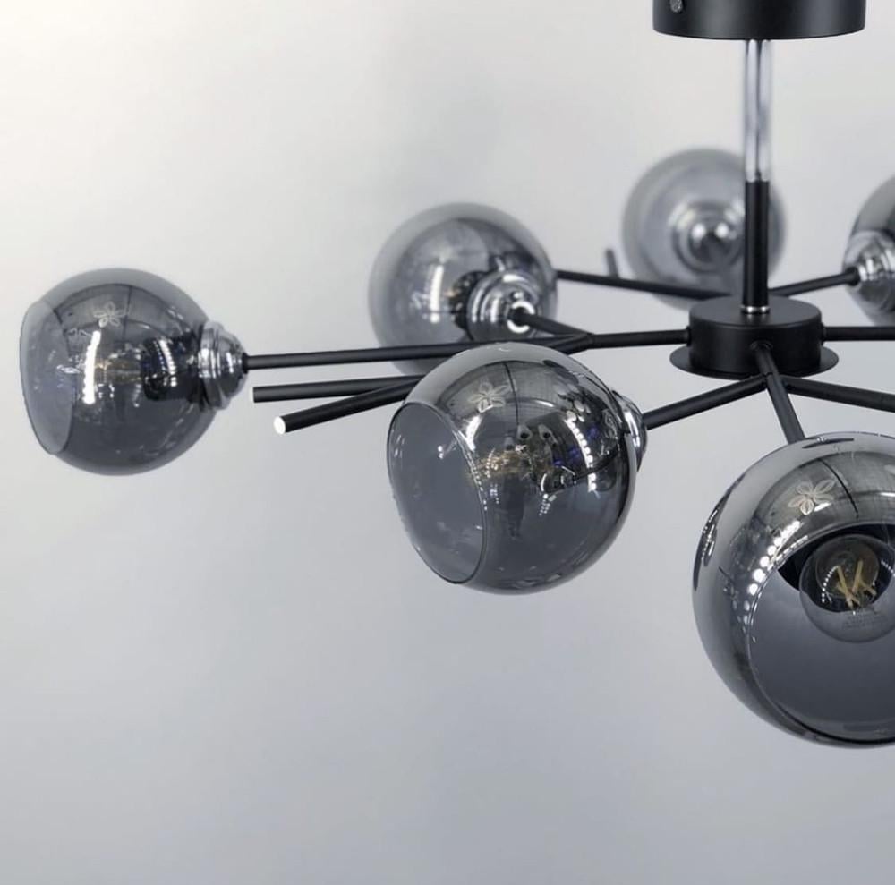 Люстра потолочная на 8 графитовых плафонов Черный (088/8) - фото 3