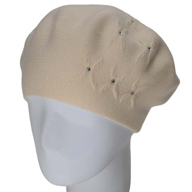 Берет женский из вискозной пряжи Novita Бинго L р. 57-58 Светлый лен