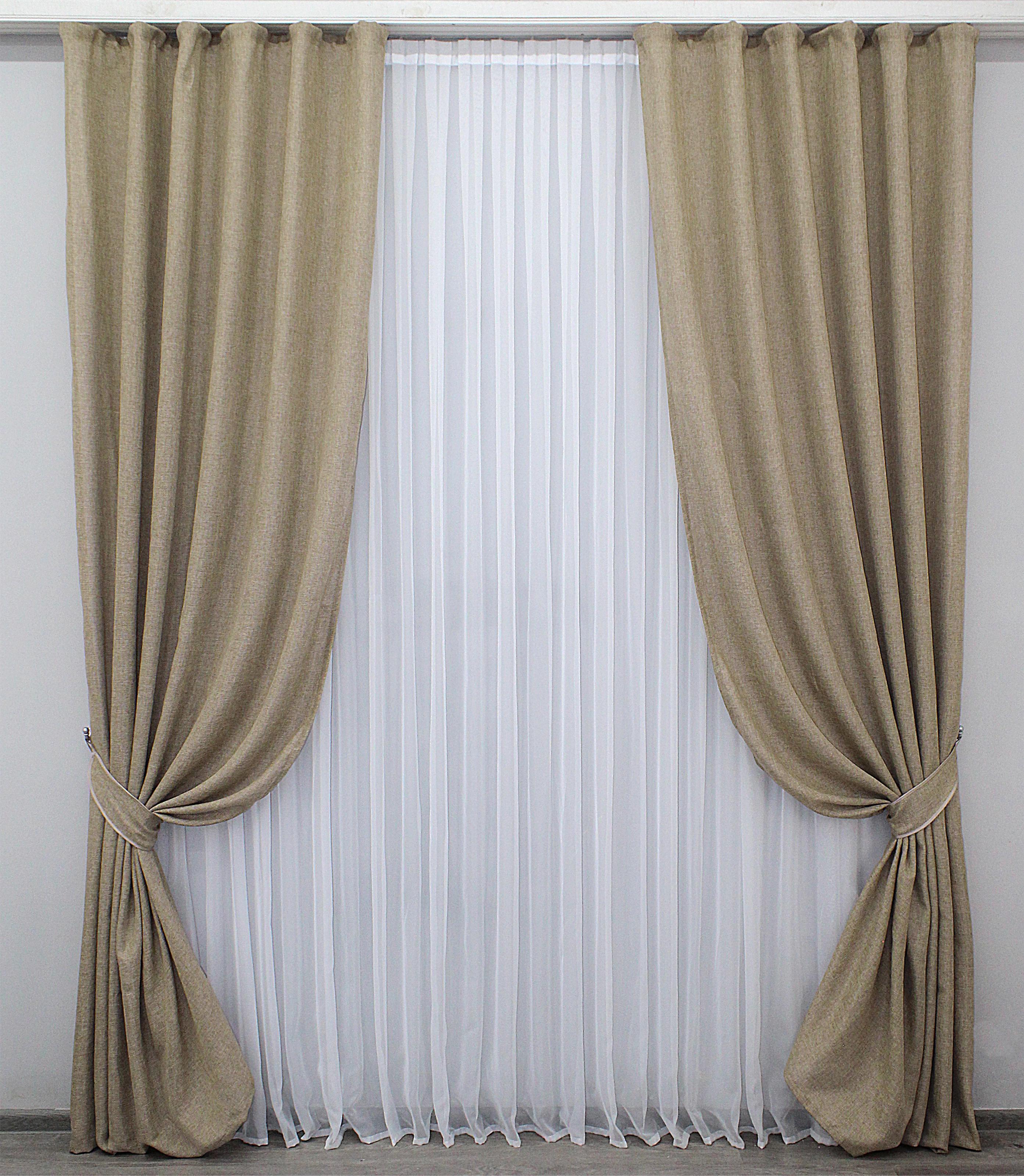 Комплект штор VR-Textil Мешковина № 1141ш лен 150х270 см 2 шт. Капучино (30-962)