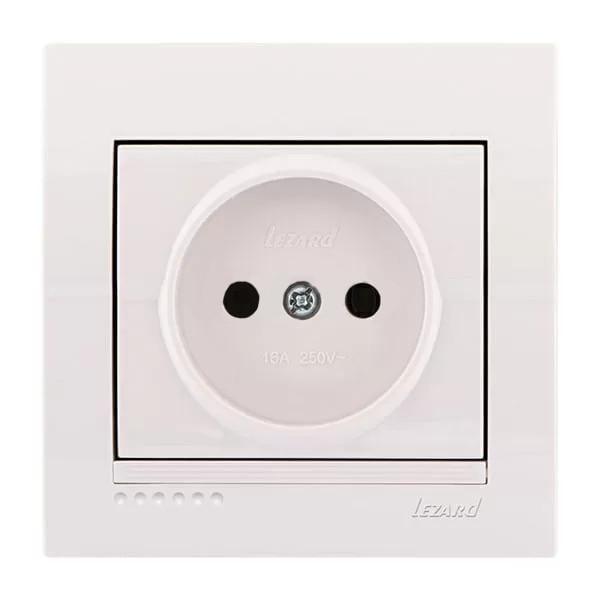 Розетка одинарна без заземлення Lezard Deriy Білий (00000012224)