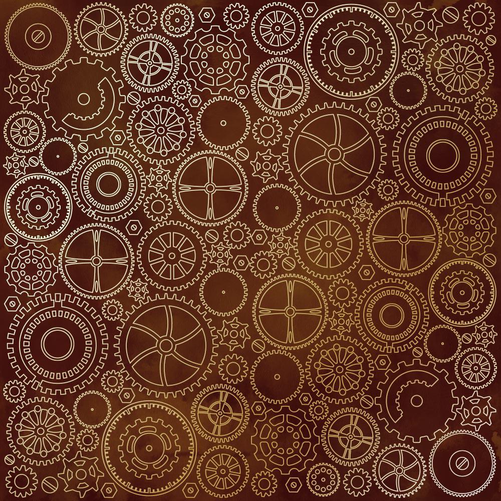 Лист паперу односторонній Golden Gears із фольгуванням 30,5х30,5 см Brown/Aquarelle