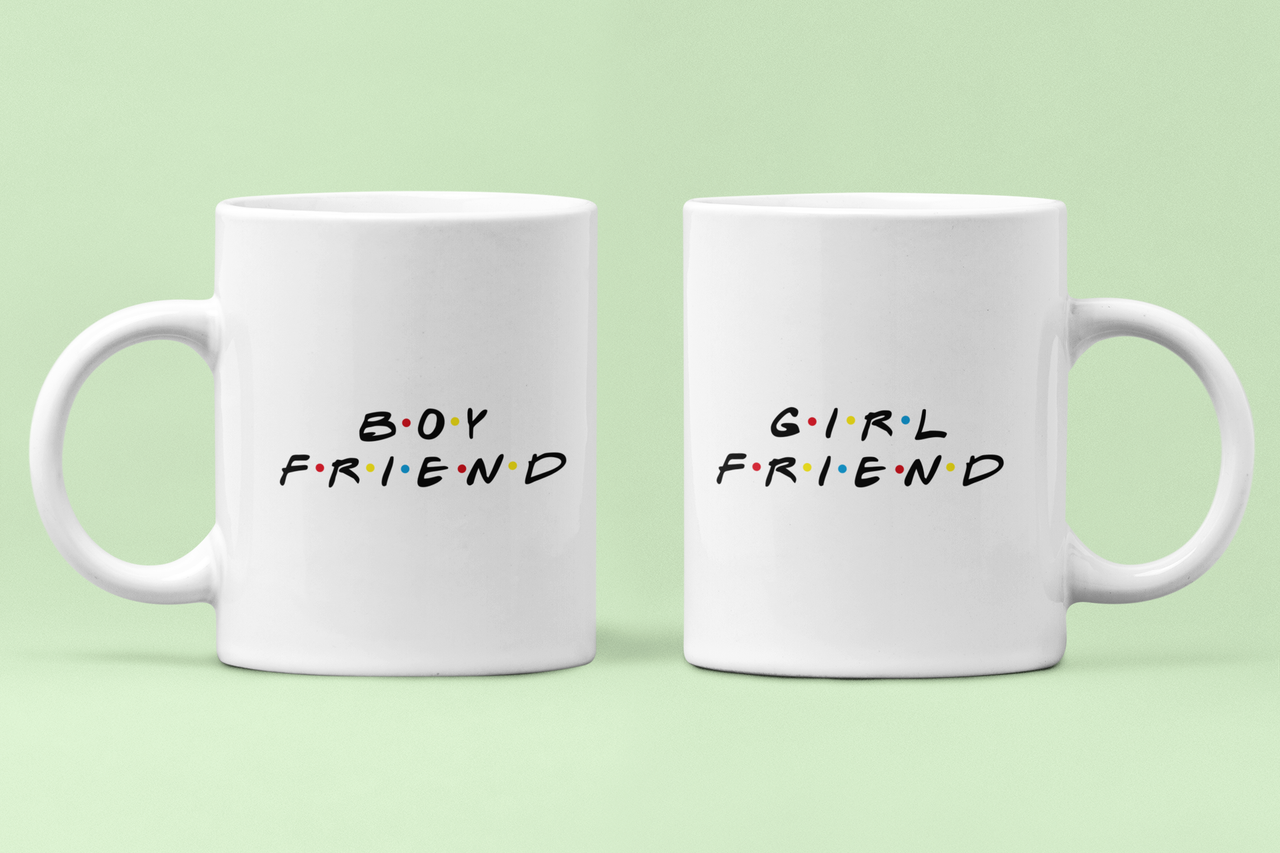 Чашки парные "Boyfriend Girlfriend" для влюбленных 330 мл Белый (ВЛ168Ч)