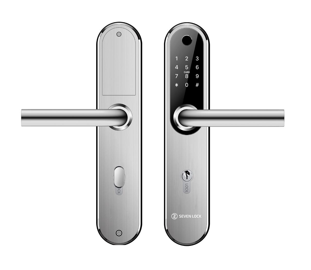 Замок дверний біометричний розумний SEVEN LOCK SL-7768BF 85 мм Silver (2469155090) - фото 2 Замок дверний біометричний розумний SEVEN LOCK SL-7768BF 85 мм Silver (2469155090) - фото 2