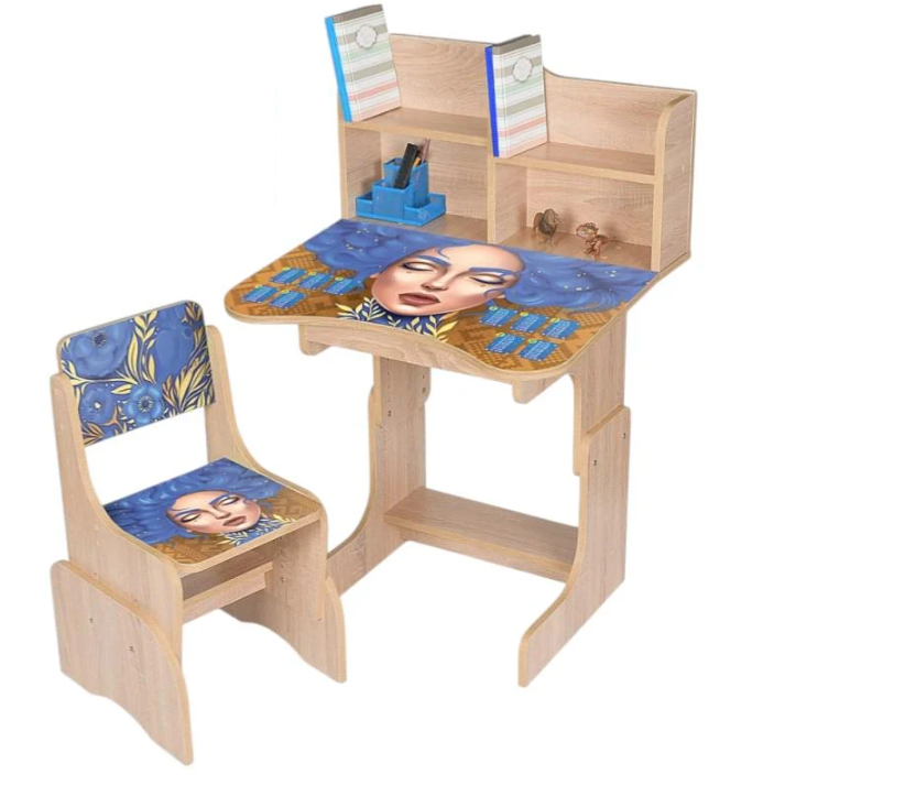 Парта дитяча Bambi з поличкою та стільцем Українка (N 2071-6-3) - фото 1 Парта дитяча Bambi з поличкою та стільцем Українка (N 2071-6-3) - фото 1
