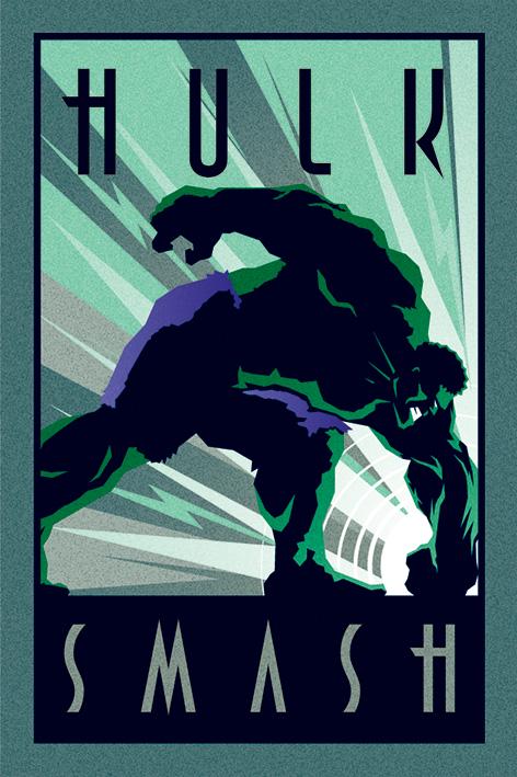 Постер плакат Марвел Деко Халк/Marvel Deco Hulk 61x91,5 см