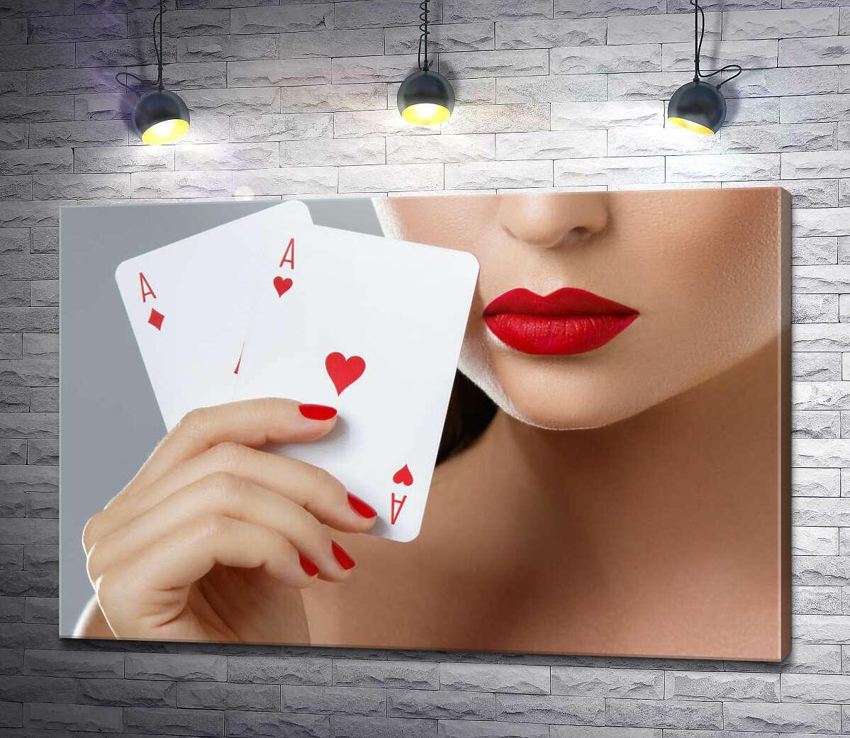Картина ArtPoster Красные игральные карты в женской руке 100x67 см Модуль №1 (004305) Картина ArtPoster Красные игральные карты в женской руке 100x67 см Модуль №1 (004305)