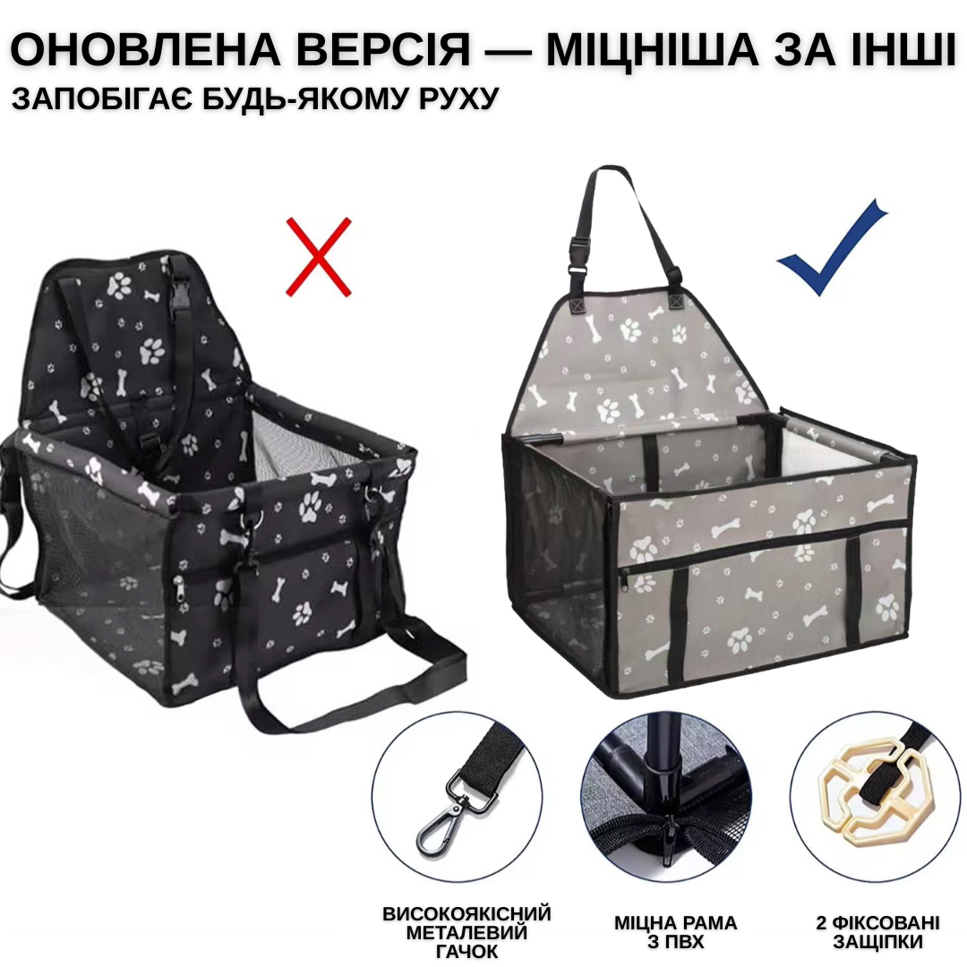 Автопереноска каркасна Zmaker на 12 трубок для дрібних і середніх порід собак в машину 48х39х27 см Чорний - фото 3 Автопереноска каркасна Zmaker на 12 трубок для дрібних і середніх порід собак в машину 48х39х27 см Чорний - фото 3