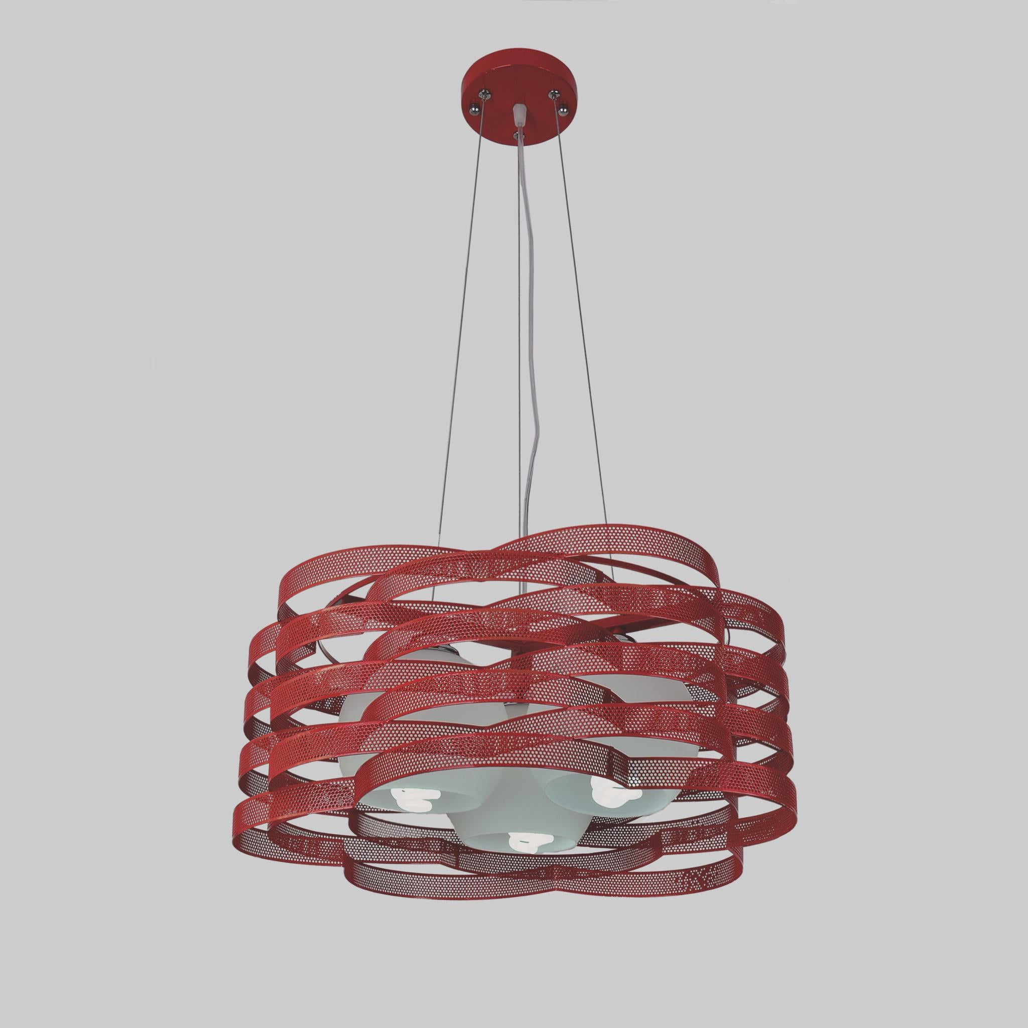 Люстра Flower подвесная на 3 лампы 48 см Красный