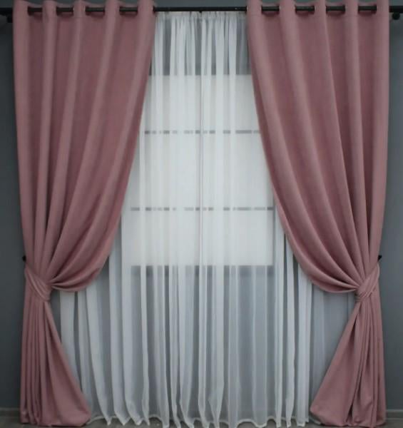 Шторы Sparta микровелюр 1,5х2,7 м 2 шт. Пудровый (1094ш)
