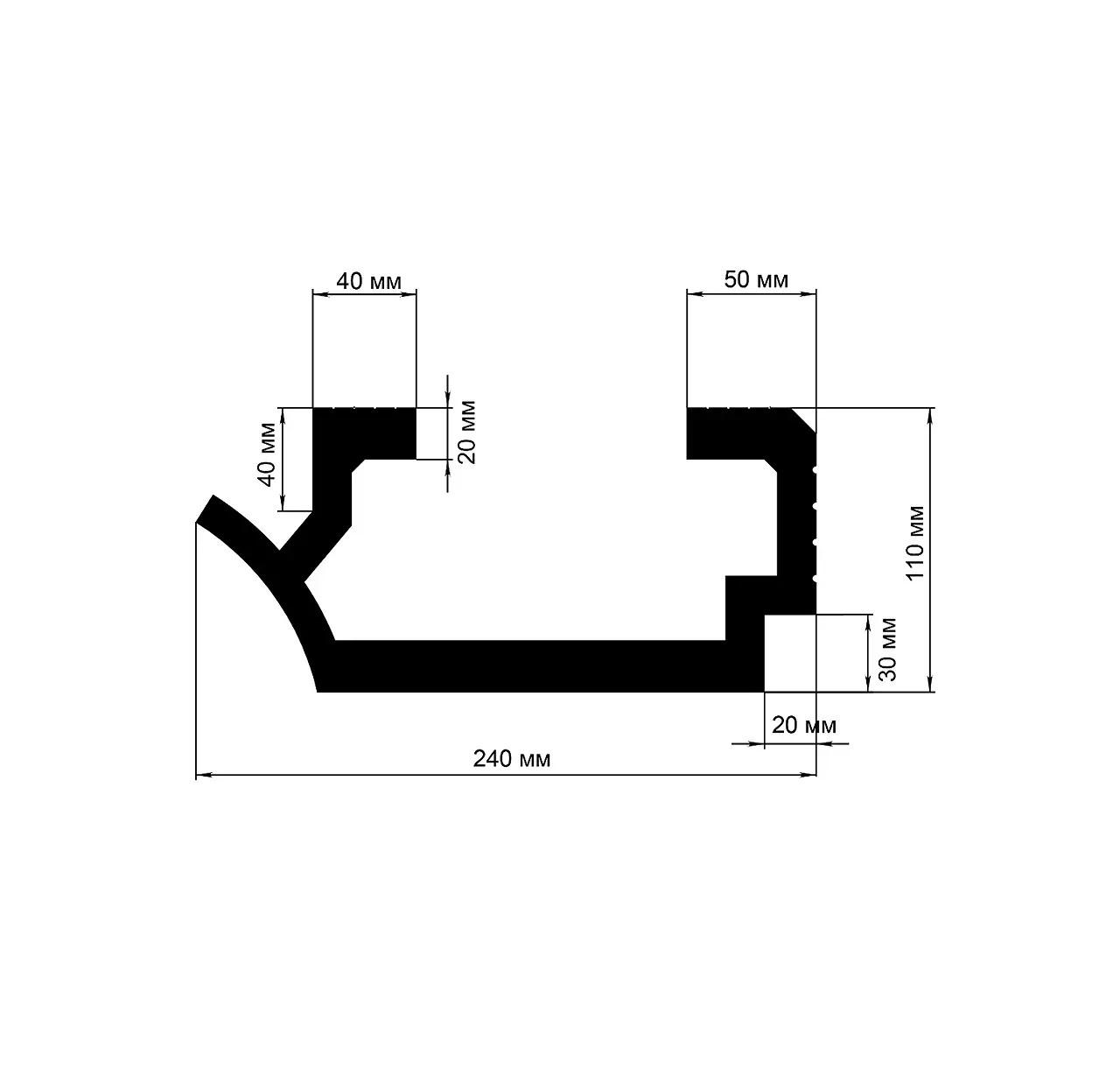 Карниз для LED освітлення Tesori 110х240х1150 мм (KD 410) - фото 2