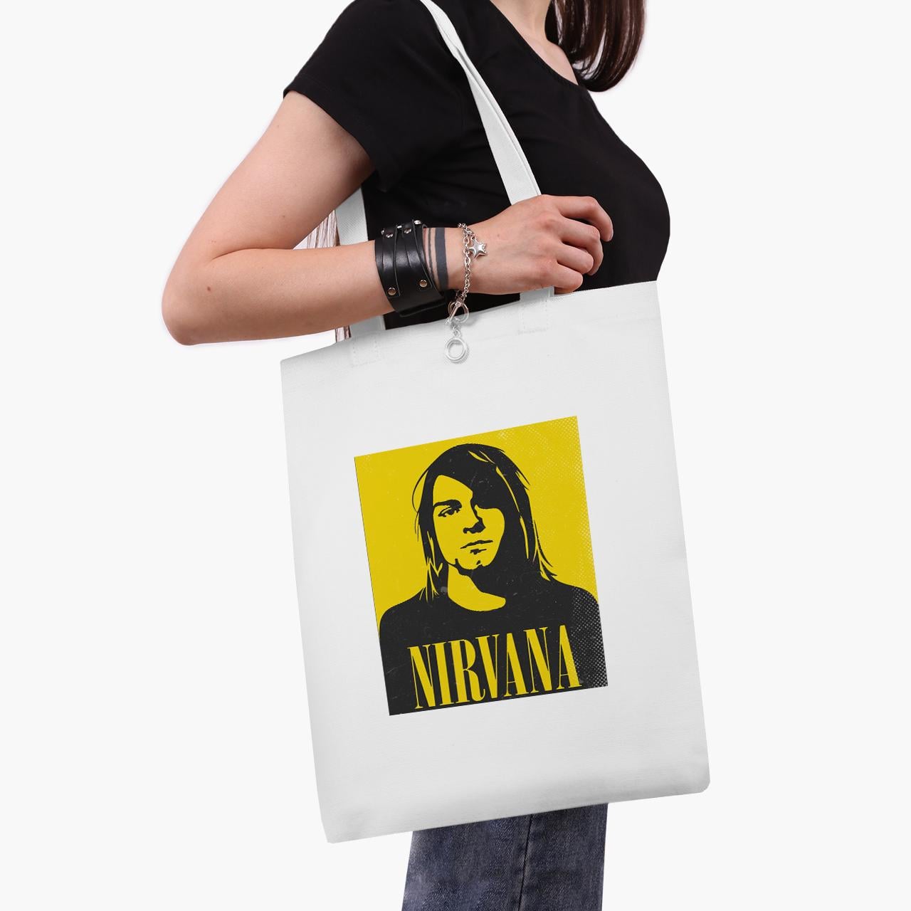 Эко сумка шоппер Kurt Cobain Nirvana 41x35 см Белый (9227-2970-WT1)