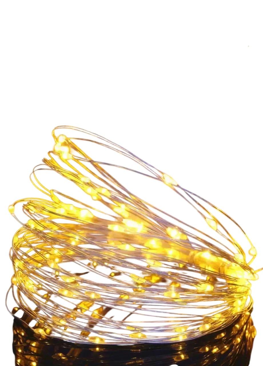 Гірлянда нитка світлодіодна для дому Роса від USB з тепло-білим світінням 10 м