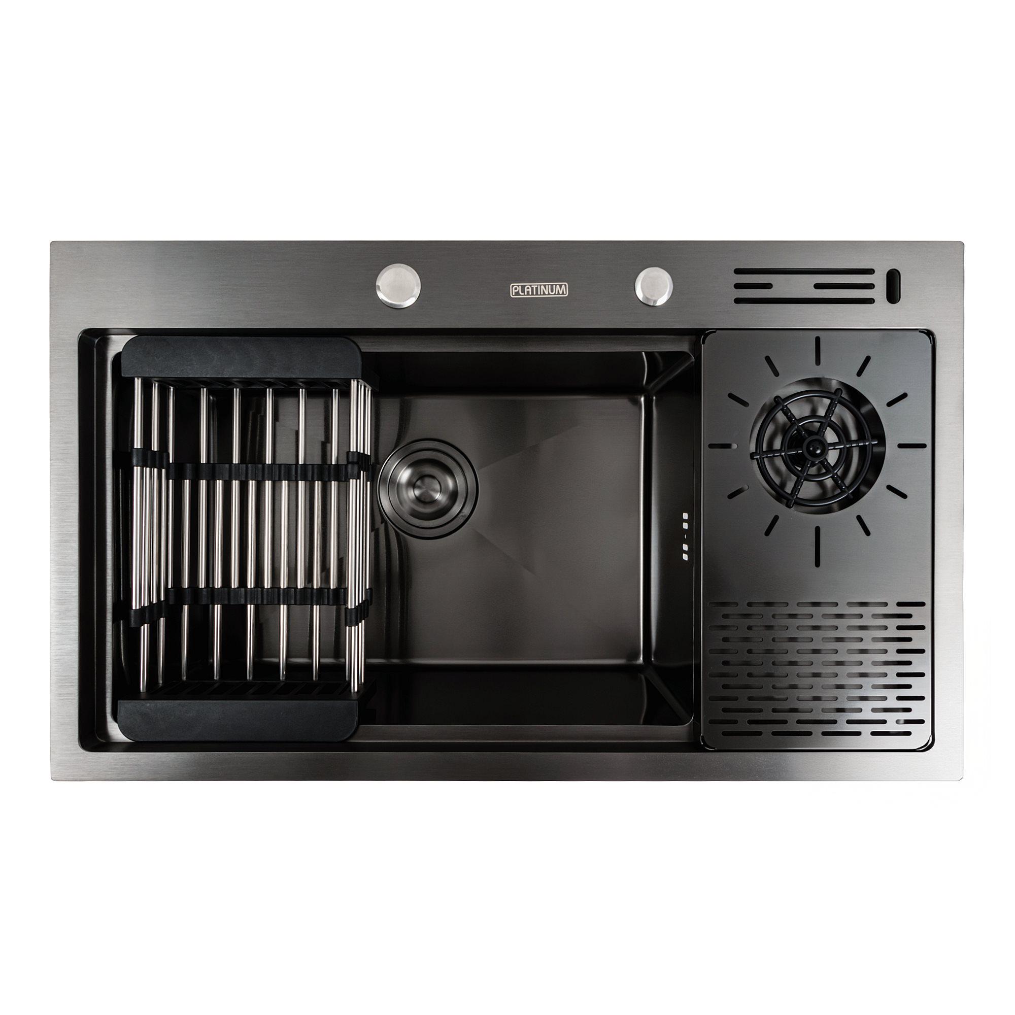 Мийка кухонна Platinum Handmade PVD 78х46 см Чорний - фото 8