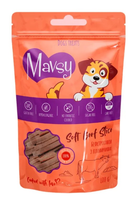 Лакомство для собак Mavsy Полоски мяса говядины 100 г (LSB02)