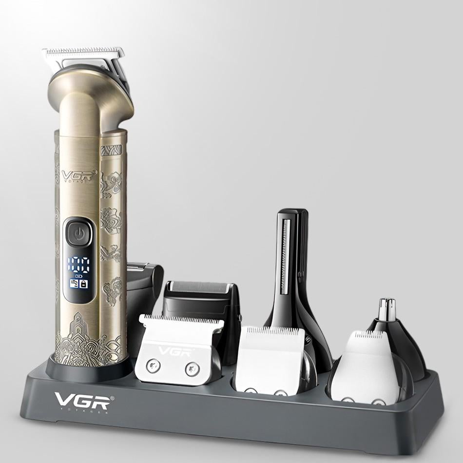Набор для стрижки VGR V-110 триммер с насадками аккумуляторный с подставкой