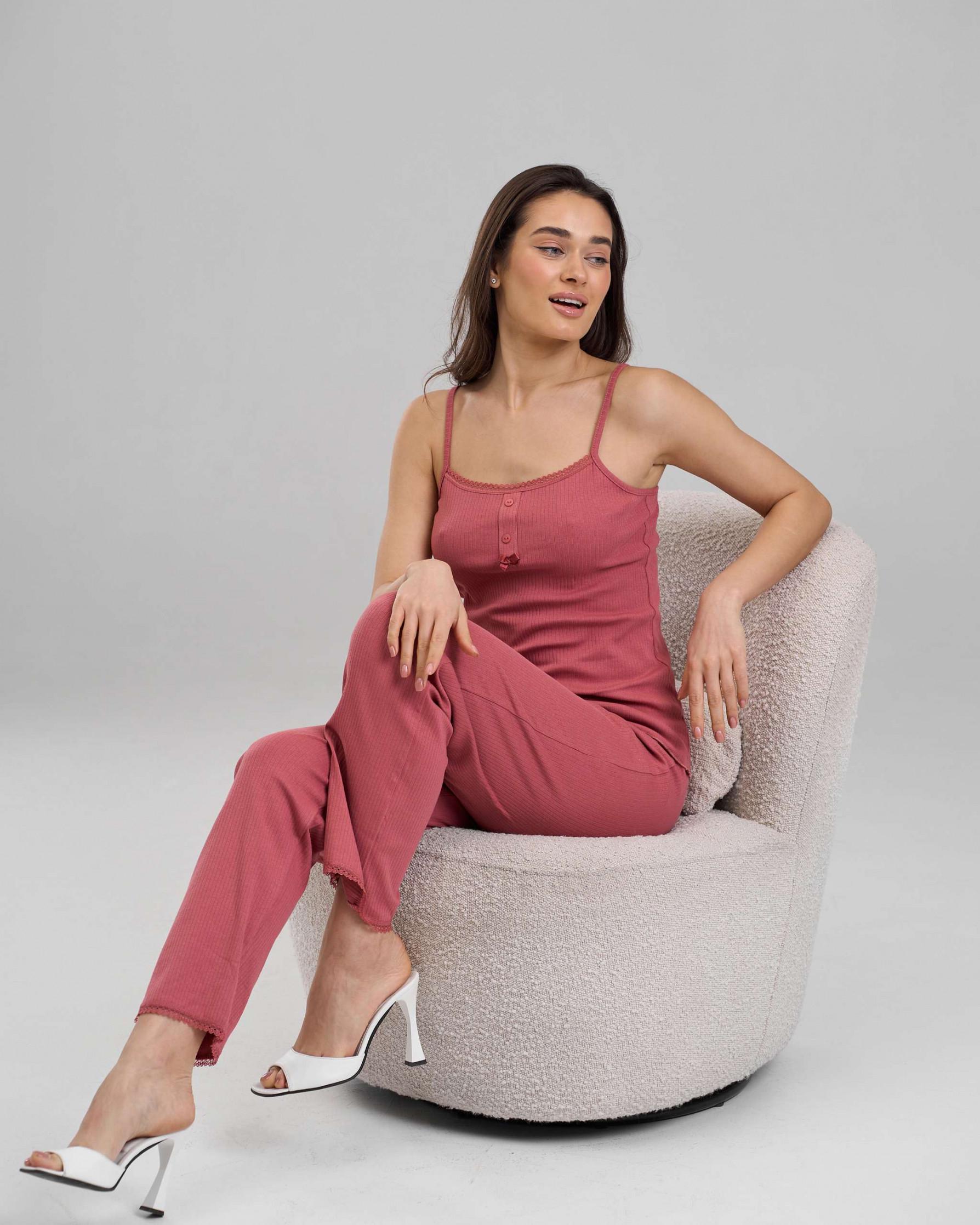 Пижама женская Natalie на бретелях L Бордовый (47008-ни)