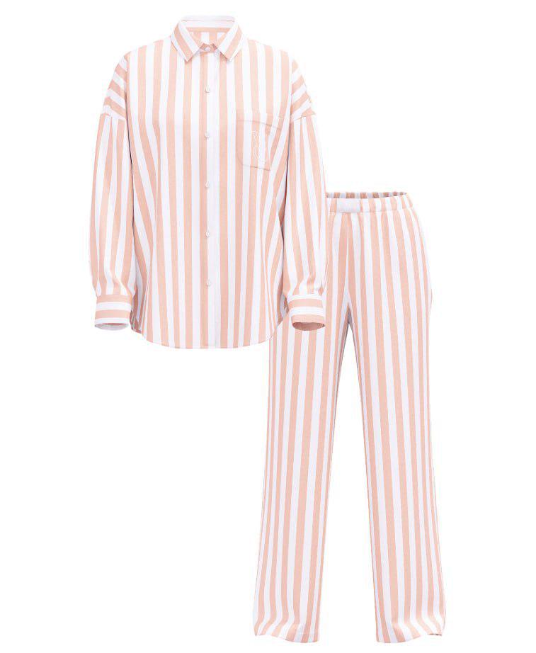 Піжама бавовна сорочка/штани Victoria's Secret Modal-Cotton Long Pajama Set смужка XS Бежевий (26811507D) - фото 3 Піжама бавовна сорочка/штани Victoria's Secret Modal-Cotton Long Pajama Set смужка XS Бежевий (26811507D) - фото 3