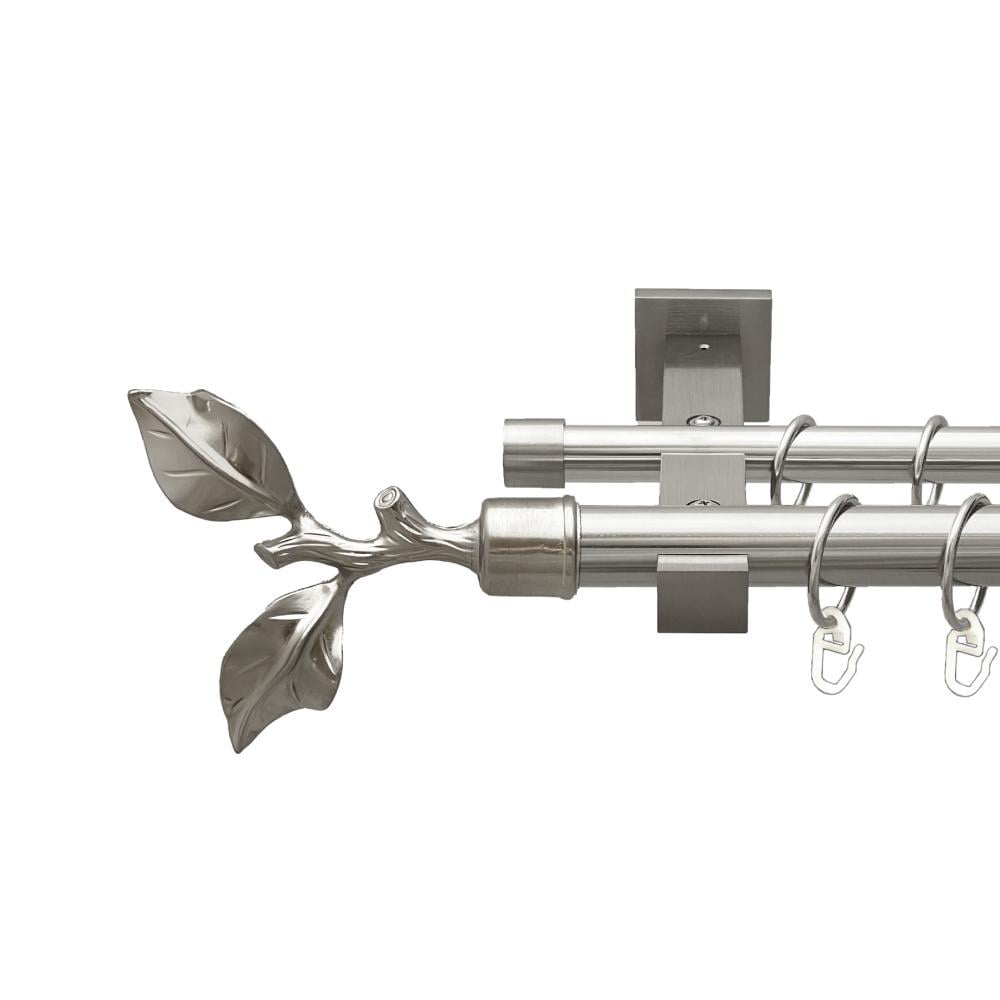 Карниз Orvit Листок Троянди металевий дворядний техно гладка труба кільце металеве 25/19 мм 200 см Нержавіюча сталь (00-00026554)