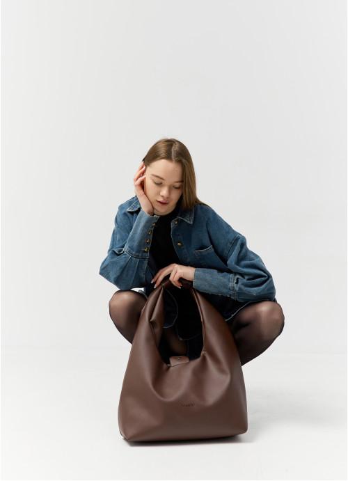 Женская сумка хобо Sambag со съемным кошельком Шоколадный (7600371634)