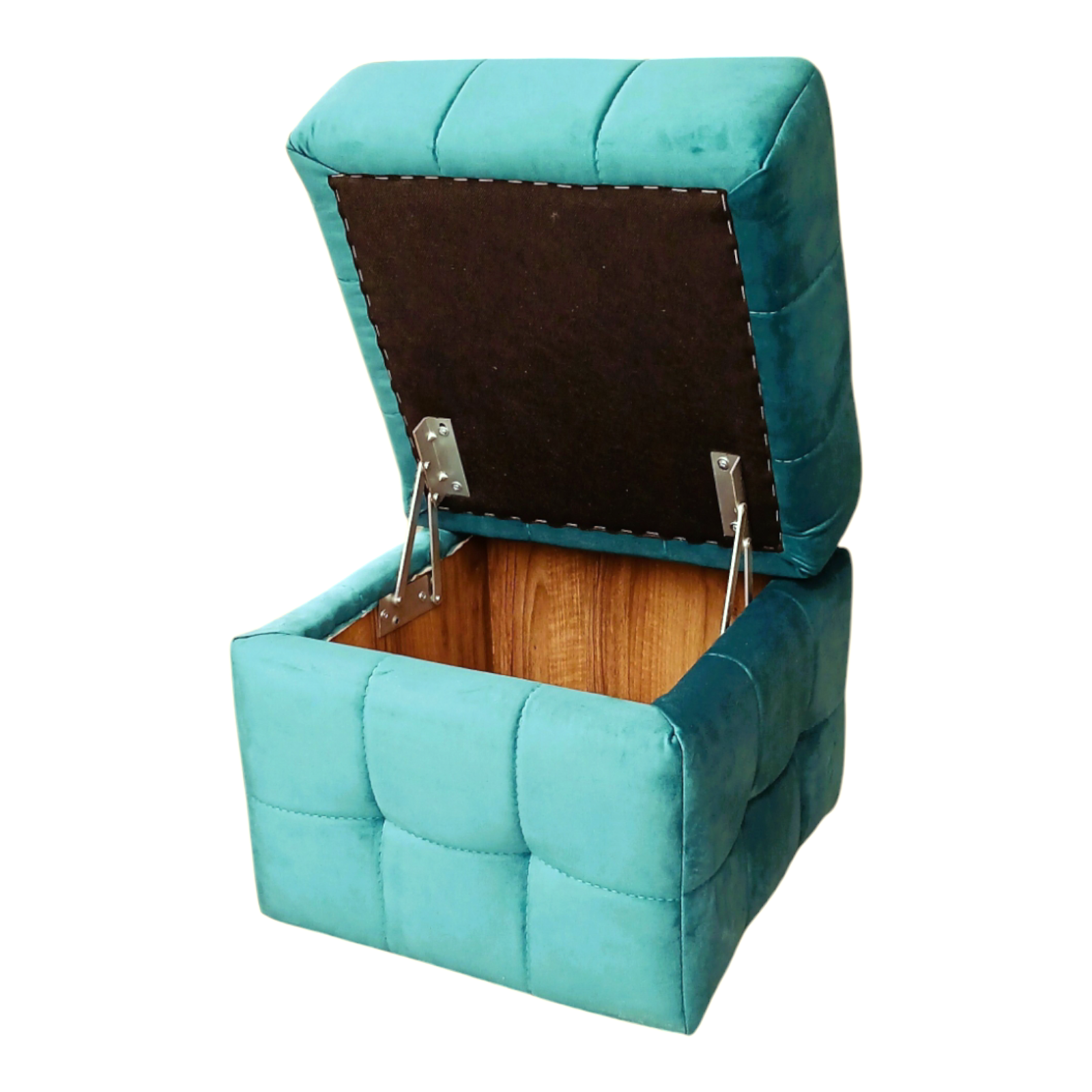 Пуф квадратний Кантрі з нішою велюр Лагуна 40х40х41 см Бірюзовий - фото 2 Пуф квадратний Кантрі з нішою велюр Лагуна 40х40х41 см Бірюзовий - фото 2