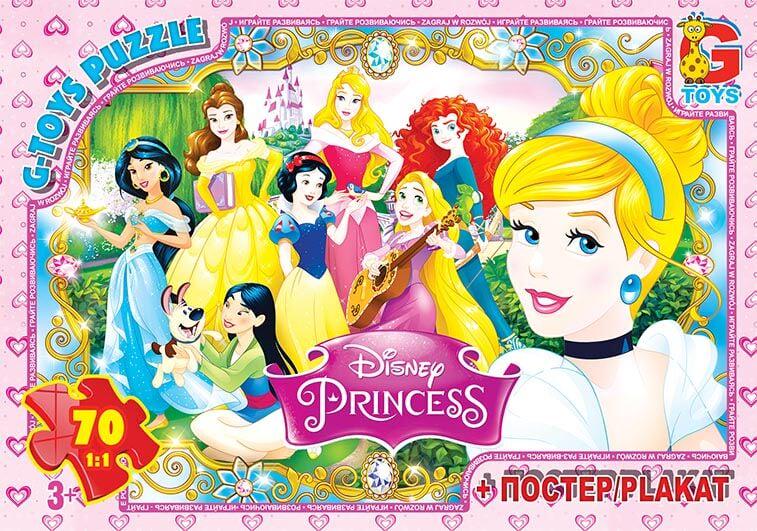Пазл G Toys Принцессы Дисней 70 элементов с постером в коробке (111645)
