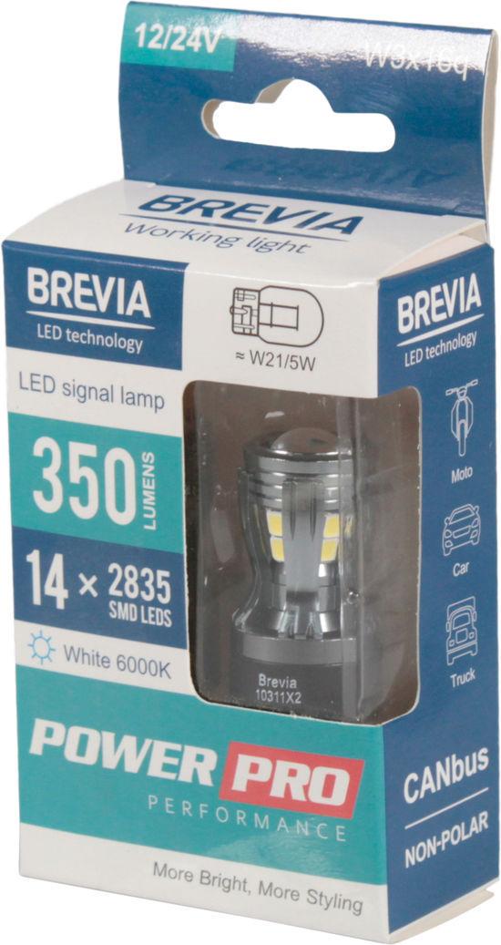 Лампочка без цоколя Brevia LED T20 W21/5W SMD 14 диодов 12/24V W3x4.6d CANbus 2 шт. Белый (10311X2)