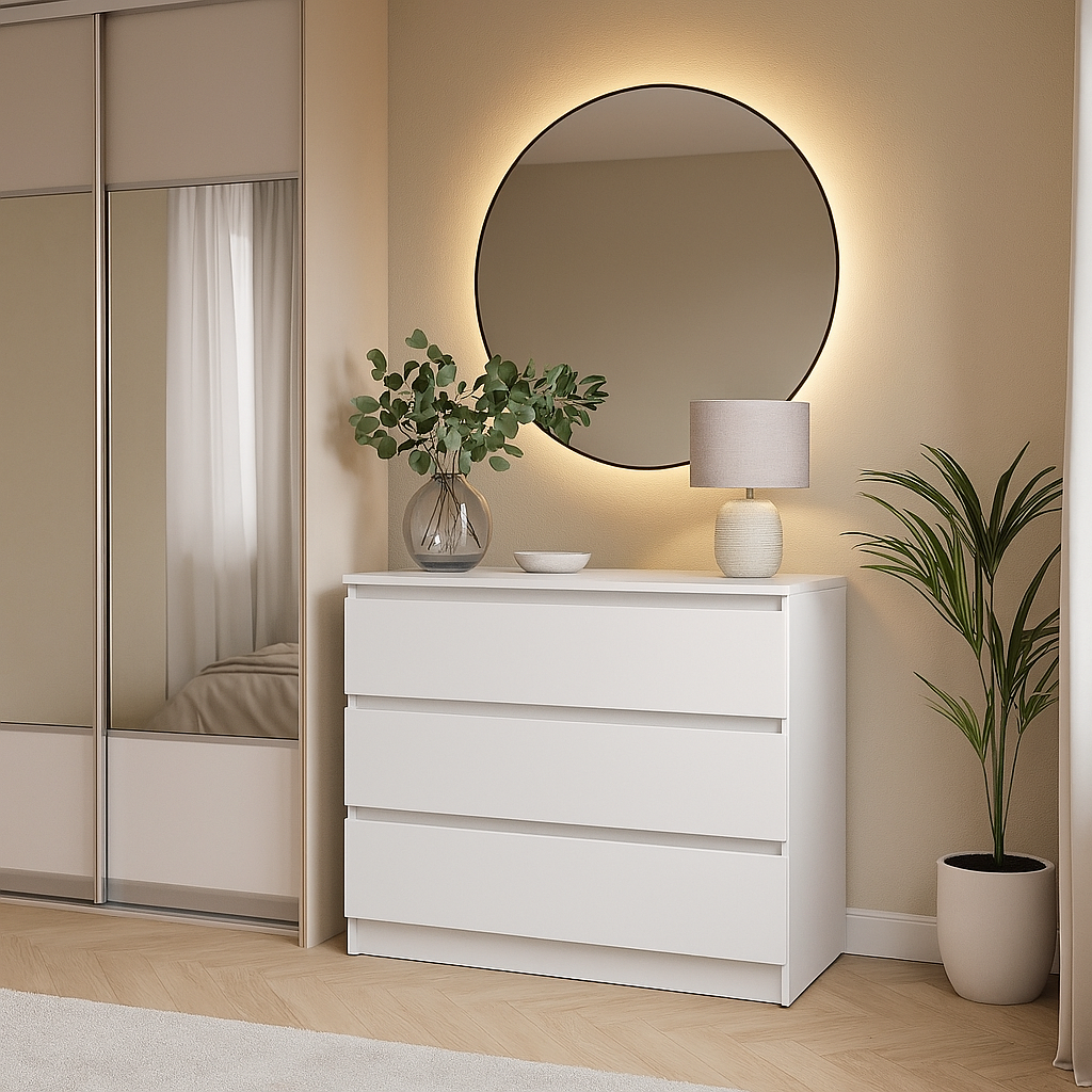 Комод К1 3Я SENAM 755х800х400 мм корпус ДСП Белый фасад МДФ краска RAL9003 Белый Комод К1 3Я SENAM 755х800х400 мм корпус ДСП Белый фасад МДФ краска RAL9003 Белый