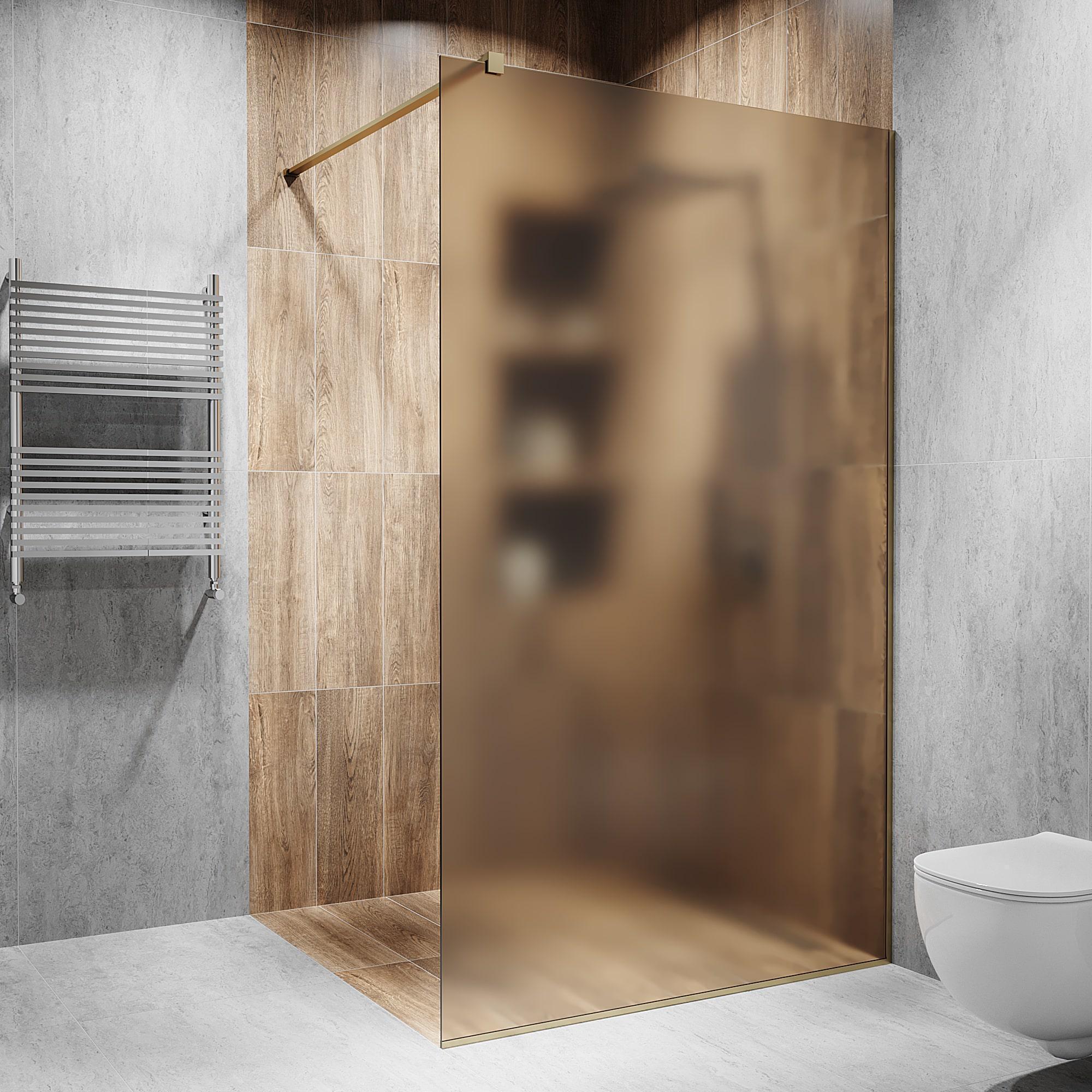 Перегородка скляна душова 2000х900 мм скло бронза з фурнітурою бронзовою - фото 1