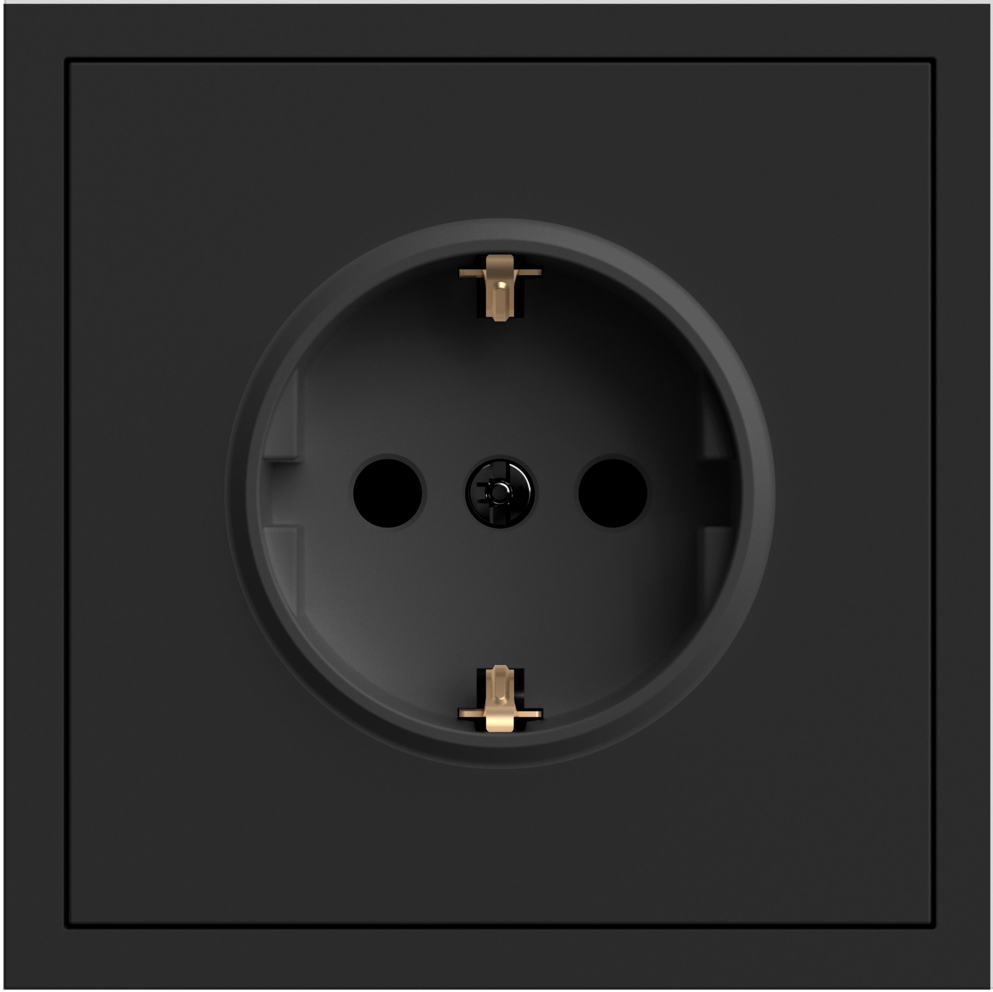 Розетка одинарная ARDERO Soft с заземлением 16А Черный (ER121-B)