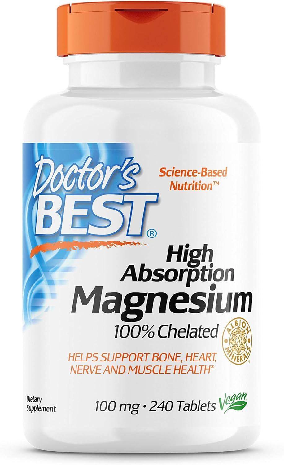 Магний хелат Doctor's Best High Absorption Magnesium 100% Chelated 100 mg 240 таблеток