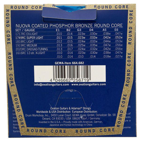 Струны для акустической гитары Adamas Nuova Coated Phosphor Bronze Round Core 1749NURC 11-52w (G-664682) - фото 2