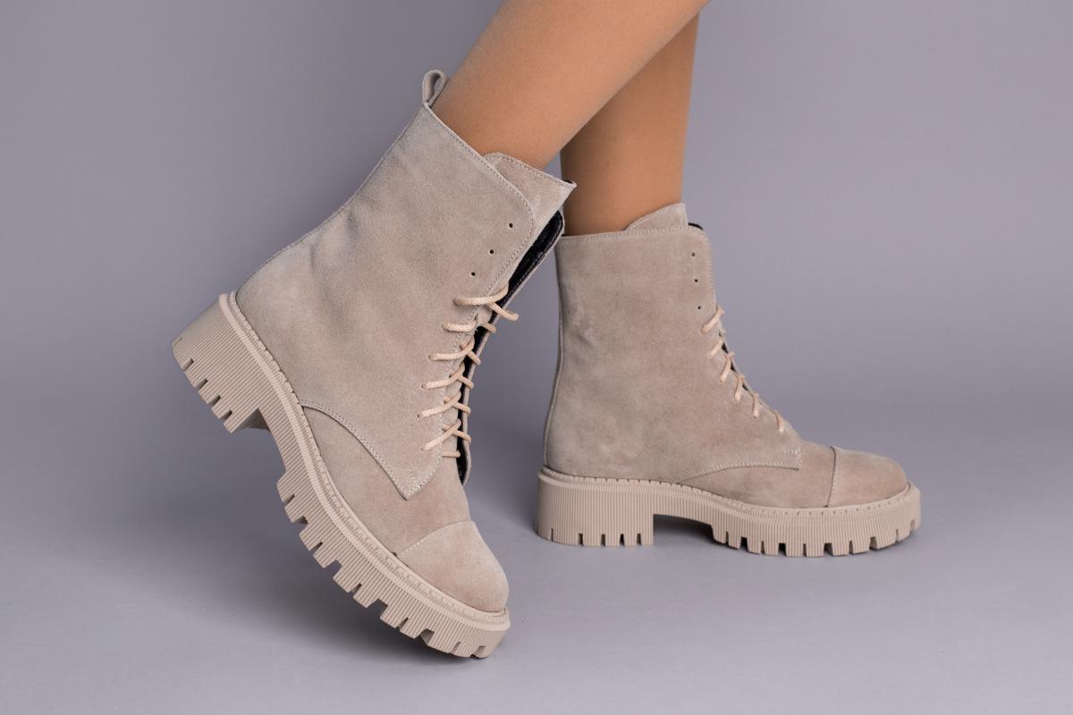 Ботинки женские замшевые зимние р. 37 Бежевый (7005з/37)