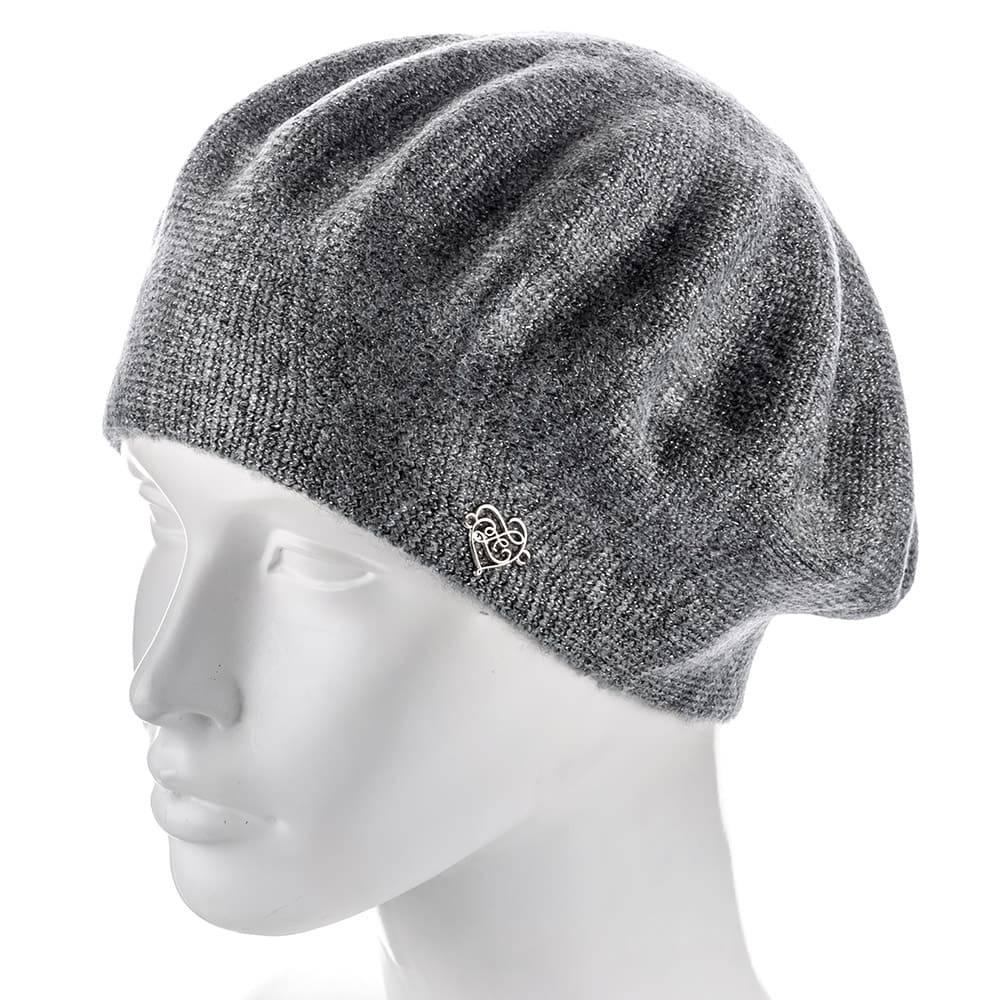 Берет женский Zolly ZH76 с люрексовой нитью двойной тонкой вязки Шиншилла