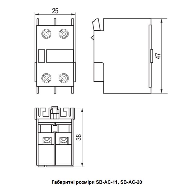Контакт дополнительный UEC SB-AC-20 2NO (F4-SB-AC-20) - фото 2