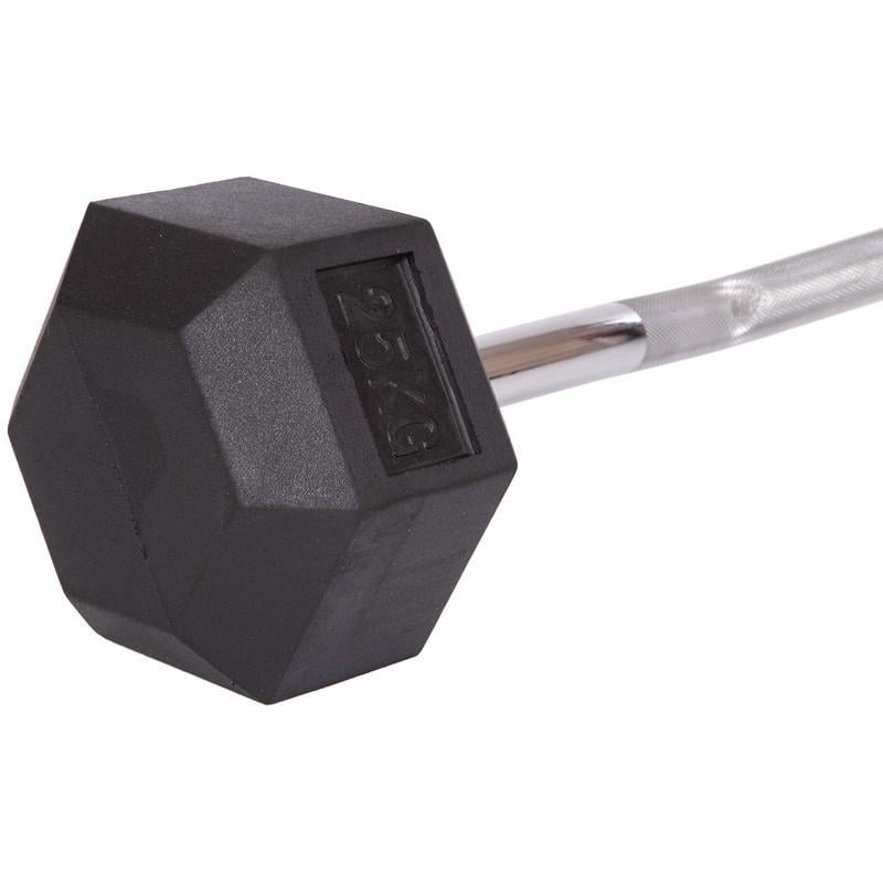 Штанга фиксированная изогнутая обрезиненная Zelart TA-6231 Rubber Hexagon Barbell 25 кг Черный (58363128) - фото 3