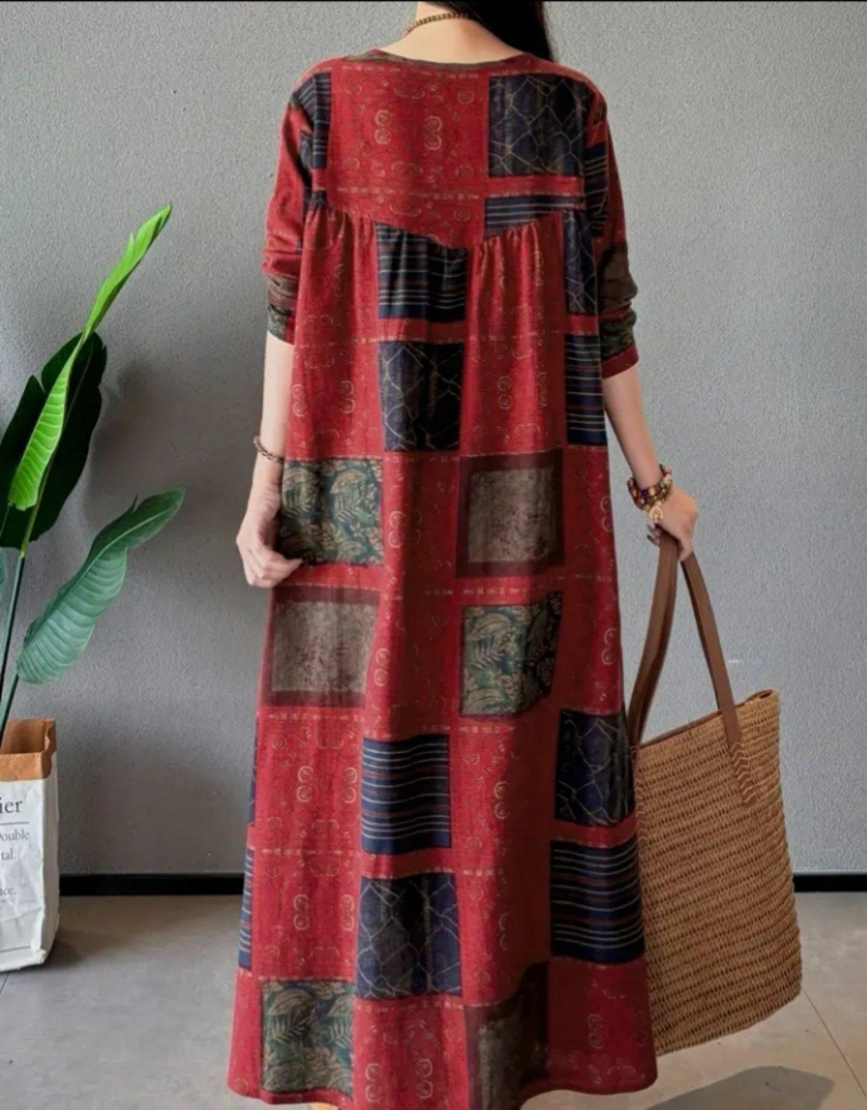 Сукня лляна максі з рукавами р. 52 Темно-червоний (00214) - фото 2 Сукня лляна максі з рукавами р. 52 Темно-червоний (00214) - фото 2