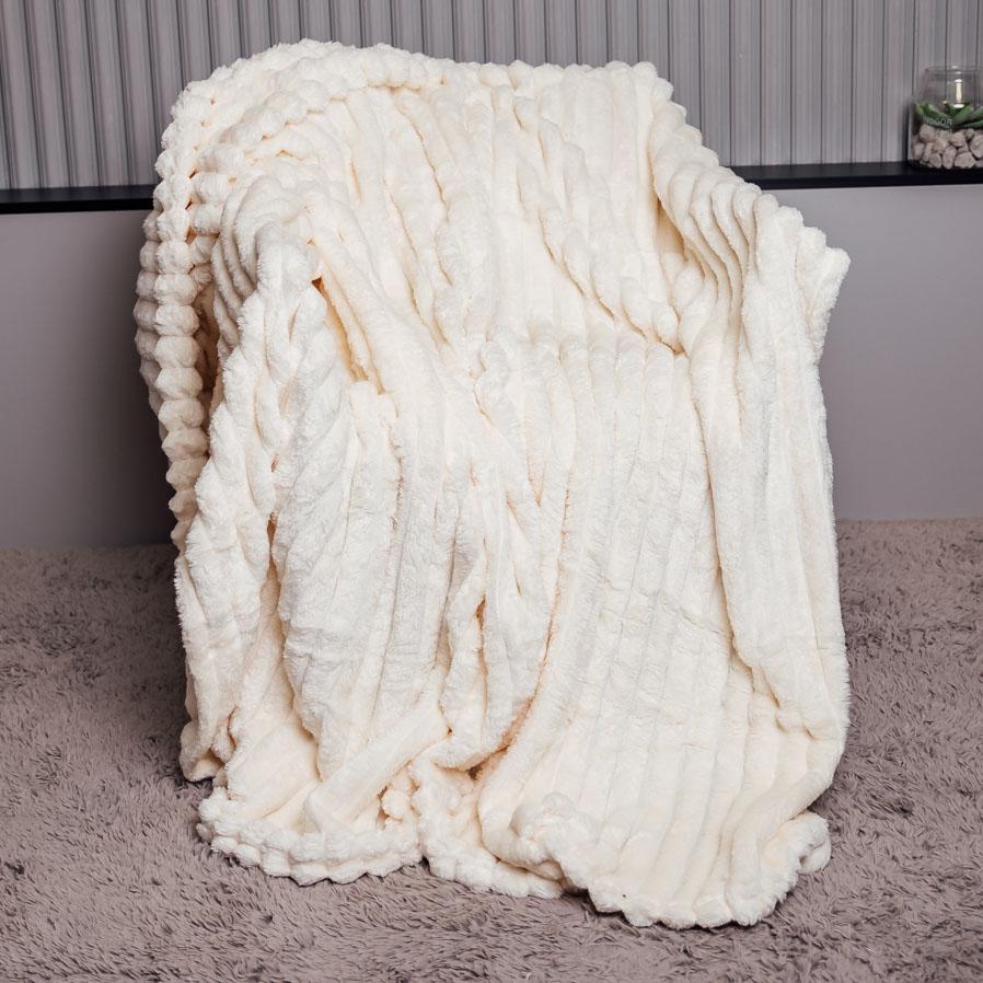 Плед Шарпей Гранде в сумке двуспальный Молочный (86596)