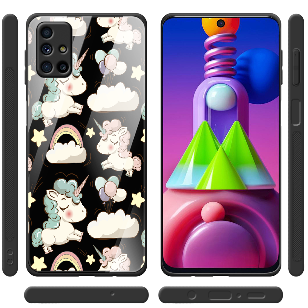 Чохол Boxface Samsung M515 Galaxy M51 Unicorns Чорний силікон зі склом (40937-cc2-41436) - фото 2