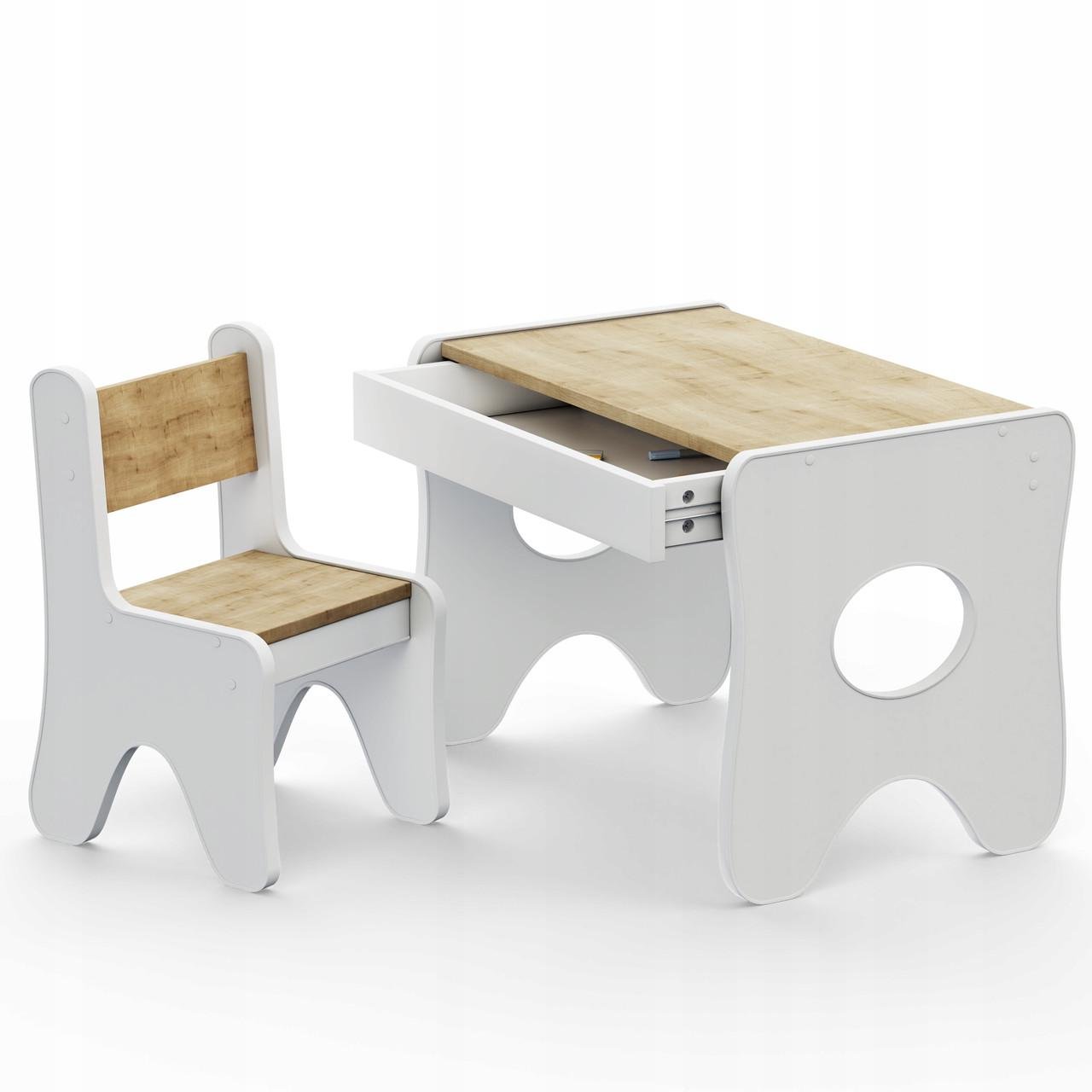 Стільчик в дитячу кімнату 55х37х33 см Білий з деревом - фото 2 Стільчик в дитячу кімнату 55х37х33 см Білий з деревом - фото 2