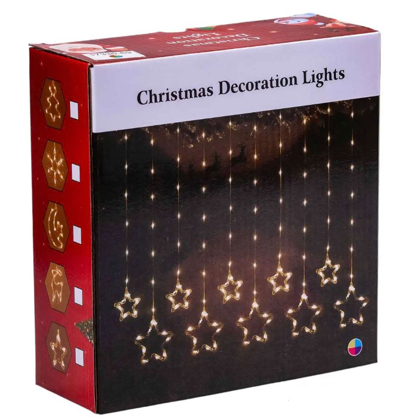 Гірлянда-штора Зірки та ялинки розмір 3х0,9 м 10 фігур Білий - фото 8