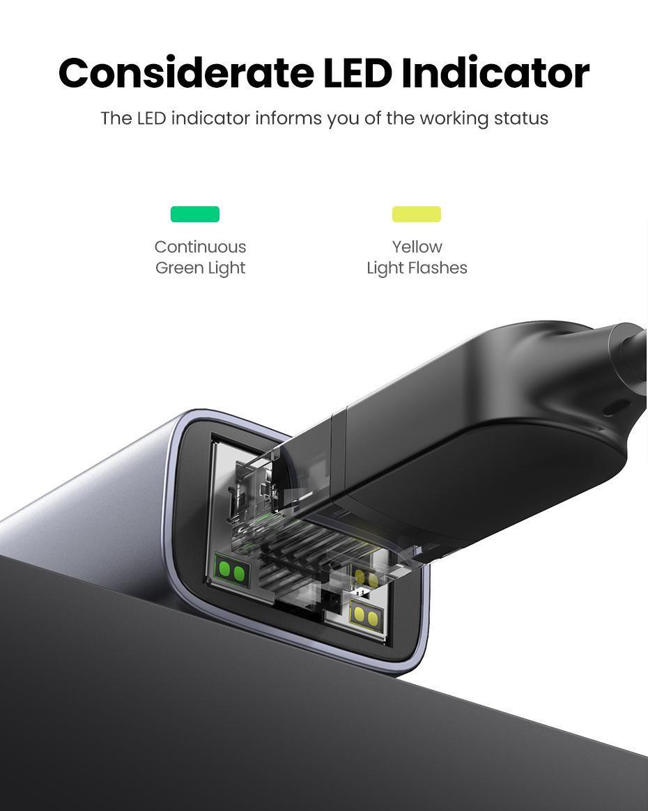 Сетевая карта UGREEN USB-Ethernet 1 Гбит/с LAN USB 3.0-RJ45 1000 Мбит/с металлический Серый (50922) - фото 12