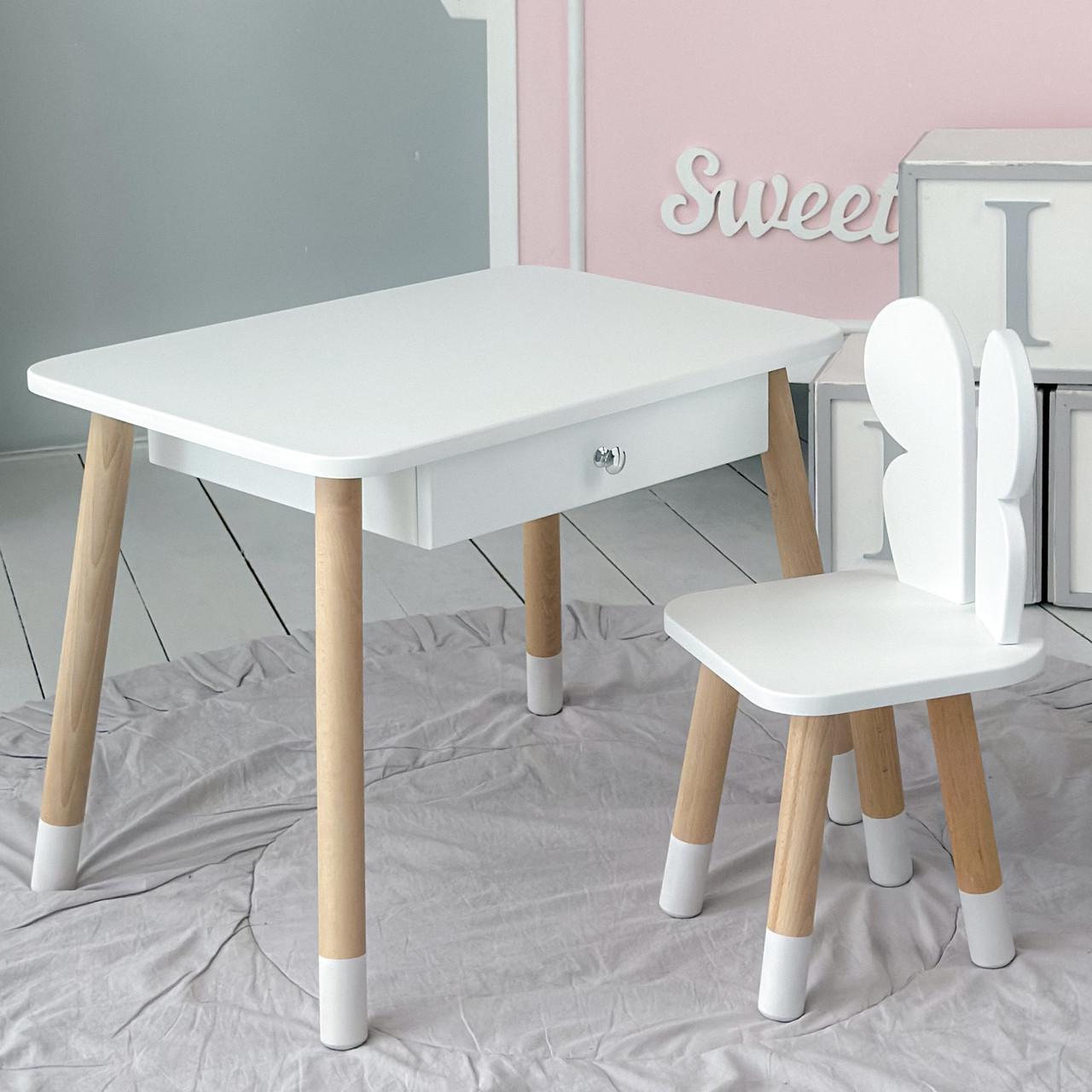 Дитячий столик із шухлядою і стільчик Метелик 46х60х45 см Білий (332074066767)