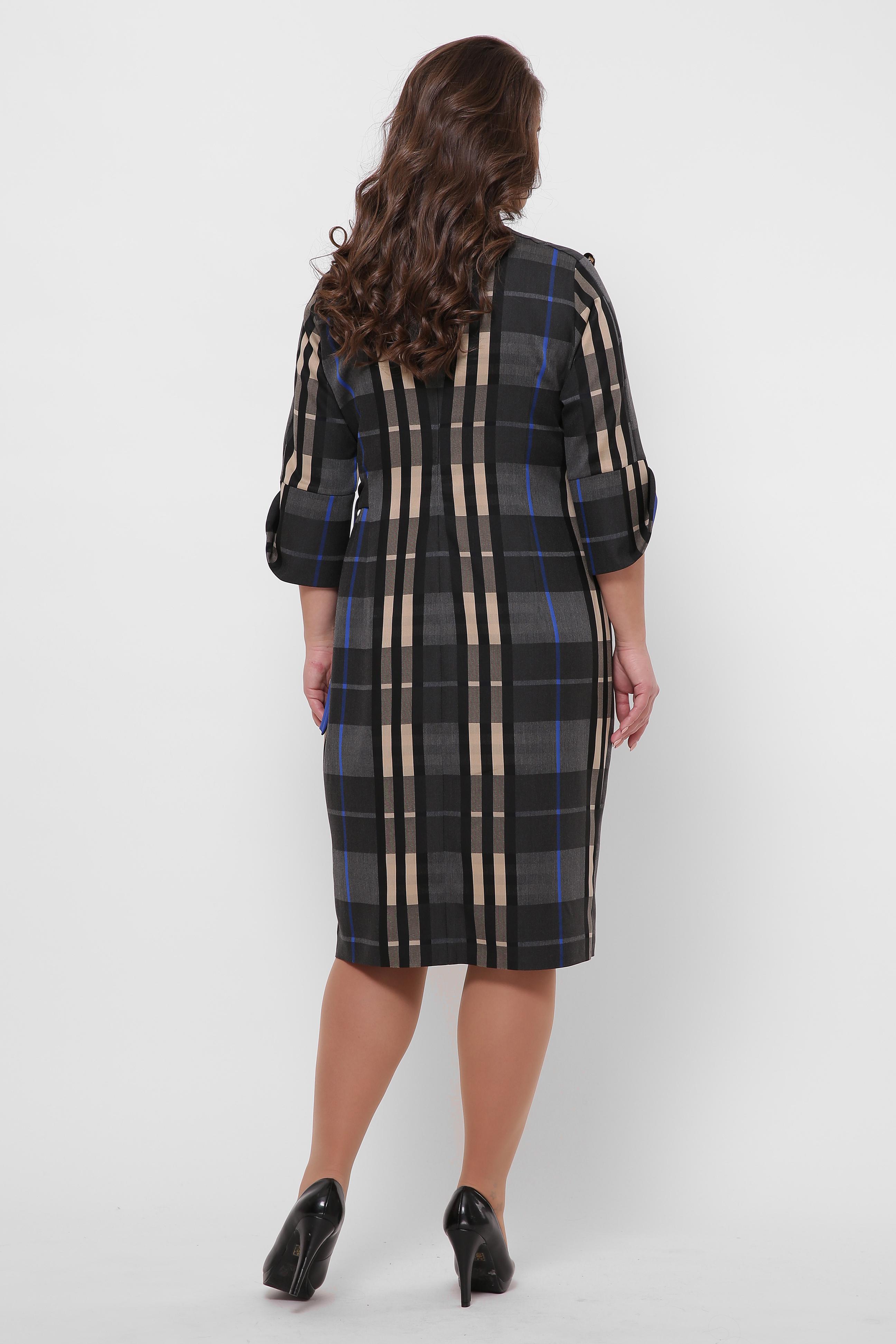 Платье VLAVI Джулия клетка р. 58 Серый (121805-58) - фото 3 Платье VLAVI Джулия клетка р. 58 Серый (121805-58) - фото 3